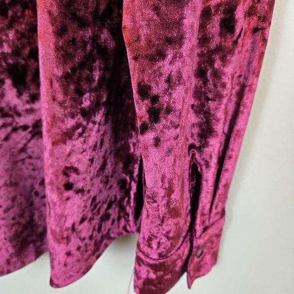 Grace & Lace Crushed Velvet Wine Color Oversized Button Tunic MED Boho Cottage - Picture 6 of 7